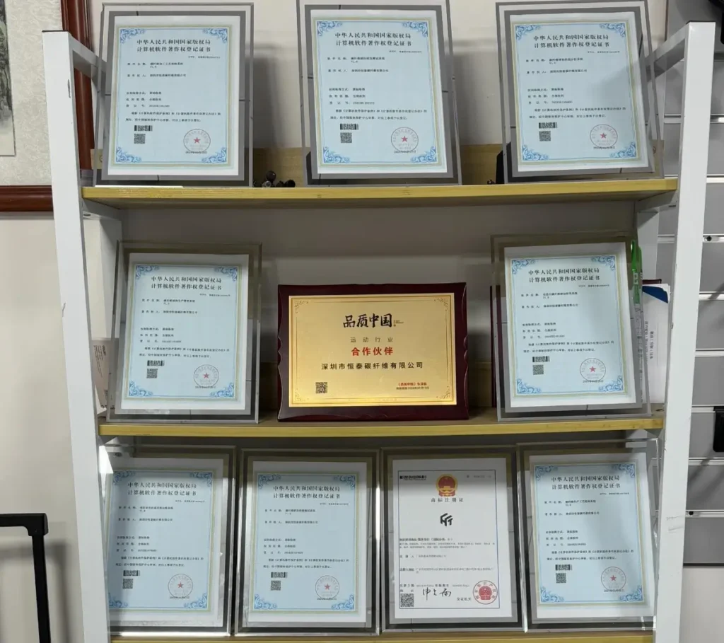 Apexon Sport pickleball paddle manufacturer quality certifications and awards displayed in factory