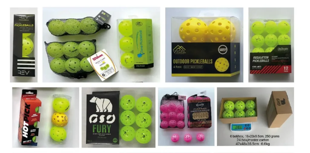A variety of professional pickleball paddle packaging options, including custom-printed retail boxes, premium carrying bags, and protective covers."