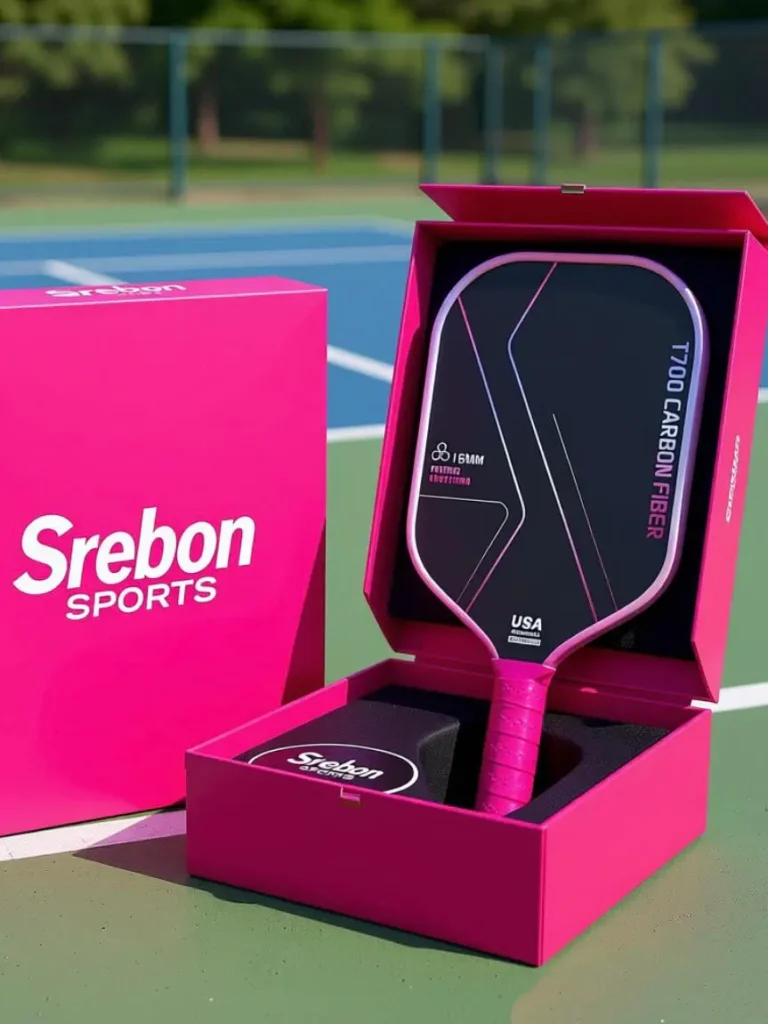 A variety of custom color options for pickleball paddles, showcasing high-saturation UV-printed faces and colorful handle accents for B2B brands.